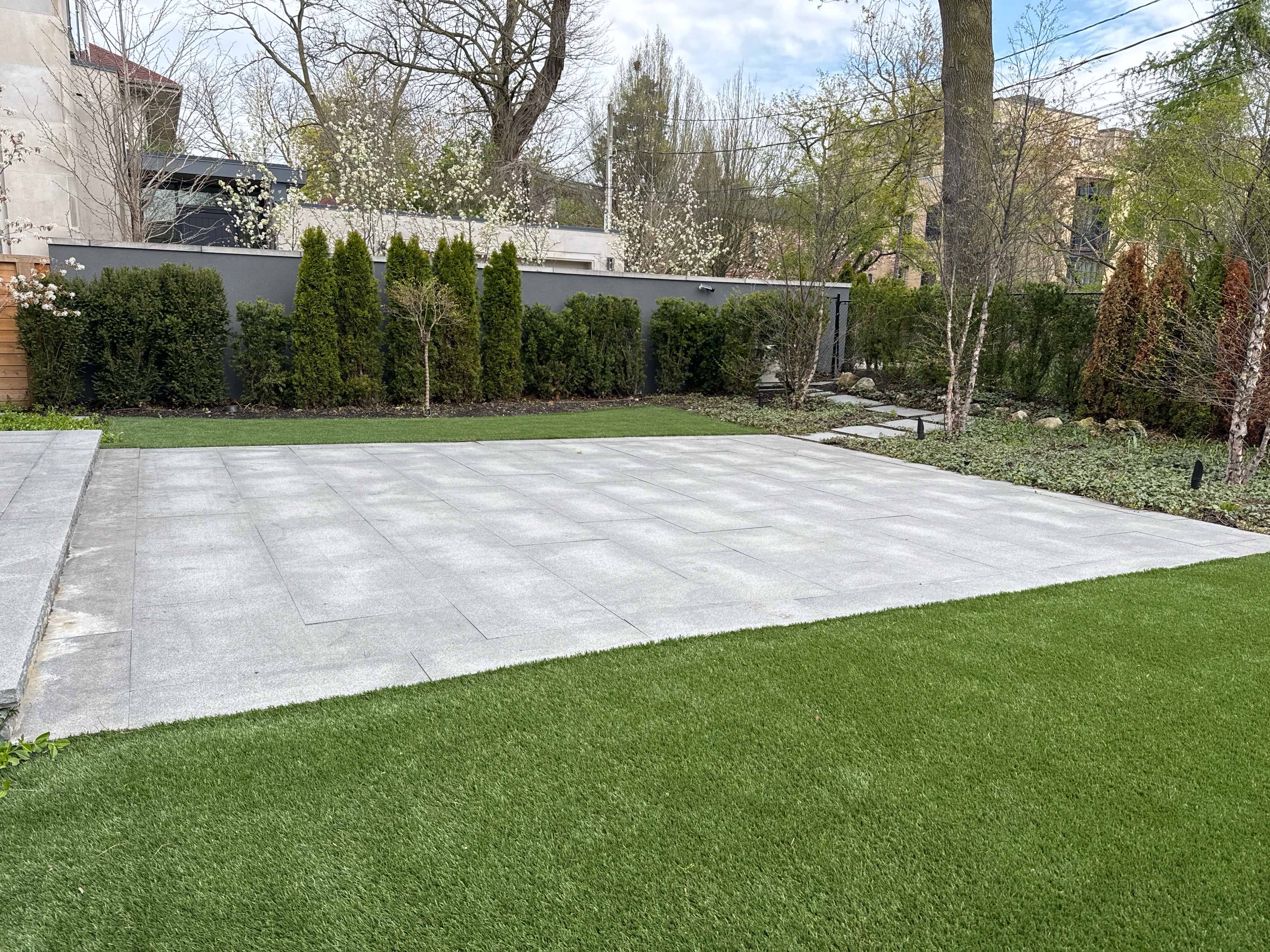 Artificial turn and other angle of the large stone pad